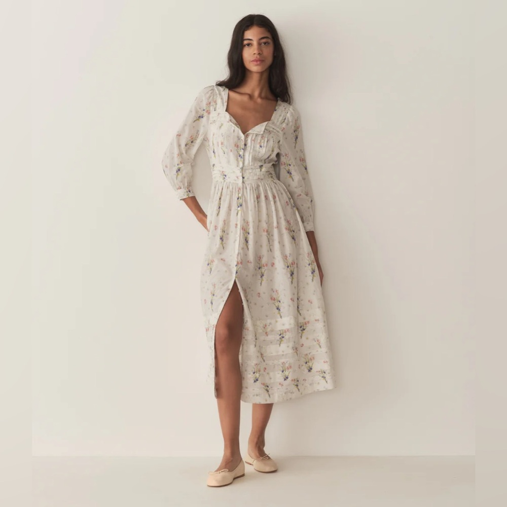 DOEN Minta Floral Midi Dress Painted Bouquet NWT | size XXS